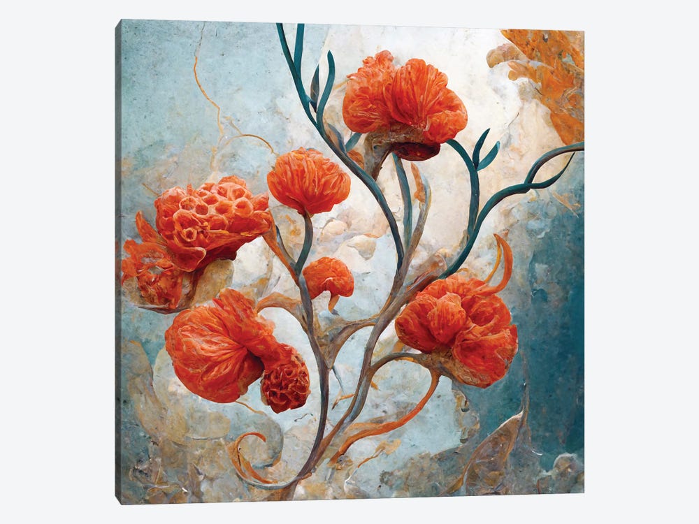 Fantastic Red Flowers V by Mike Kiev 1-piece Canvas Print