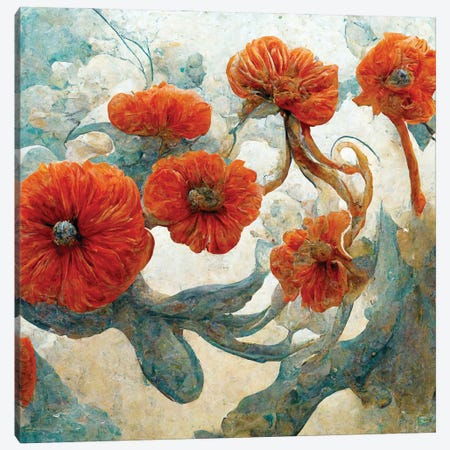 Fantastic Red Flowers IV Canvas Print #MII355} by Mike Kiev Art Print