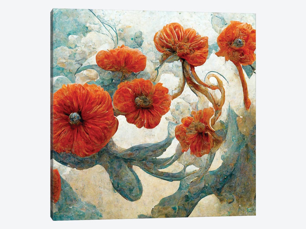 Fantastic Red Flowers IV by Mike Kiev 1-piece Canvas Art