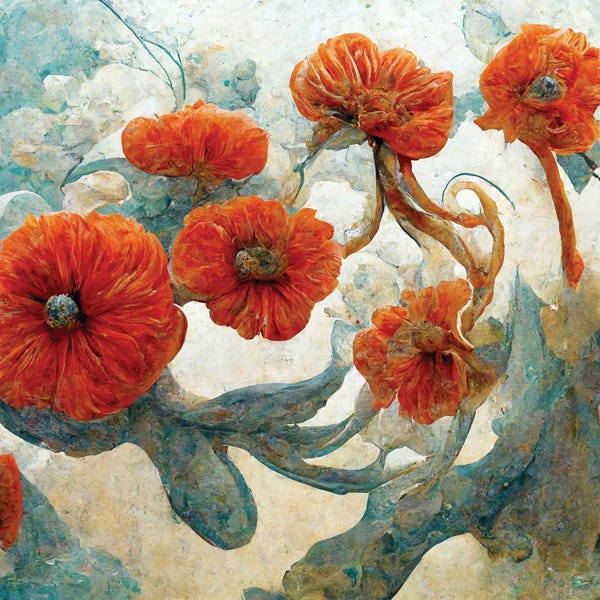 Mike Kiev: Fantastic Red Flowers IV by Mike Kiev