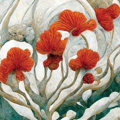 Fantastic Red Flowers III by Mike Kiev art print