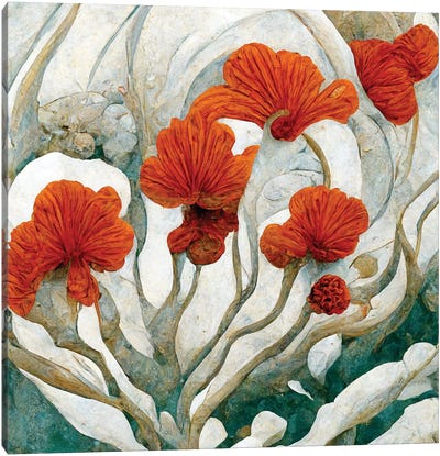 Fantastic Red Flowers III Canvas Art Print - Mike Kiev
