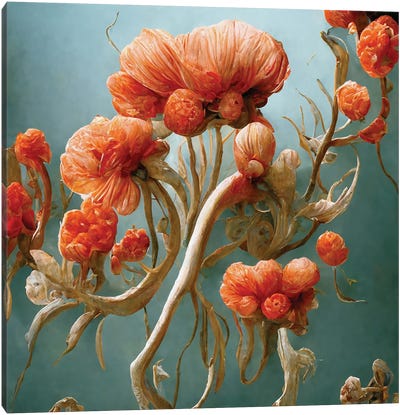Fantastic Red Flowers II Canvas Art Print - Mike Kiev