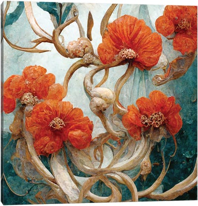 Fantastic Red Flowers Canvas Art Print - Mike Kiev
