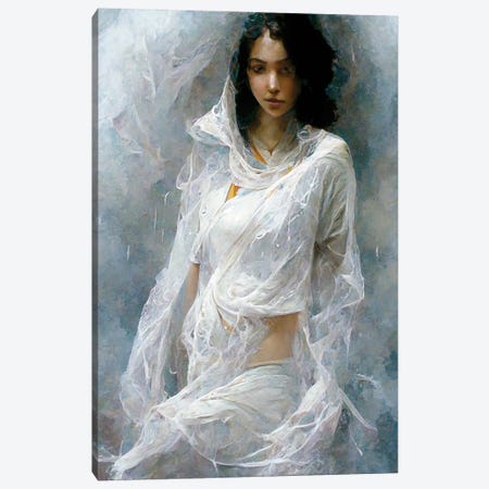 Girl In White Clothes In The Bathroom Canvas Print #MII364} by Mike Kiev Canvas Artwork