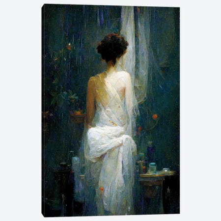 Girl In White Clothes In The Bathroom II Canvas Print #MII365} by Mike Kiev Canvas Artwork