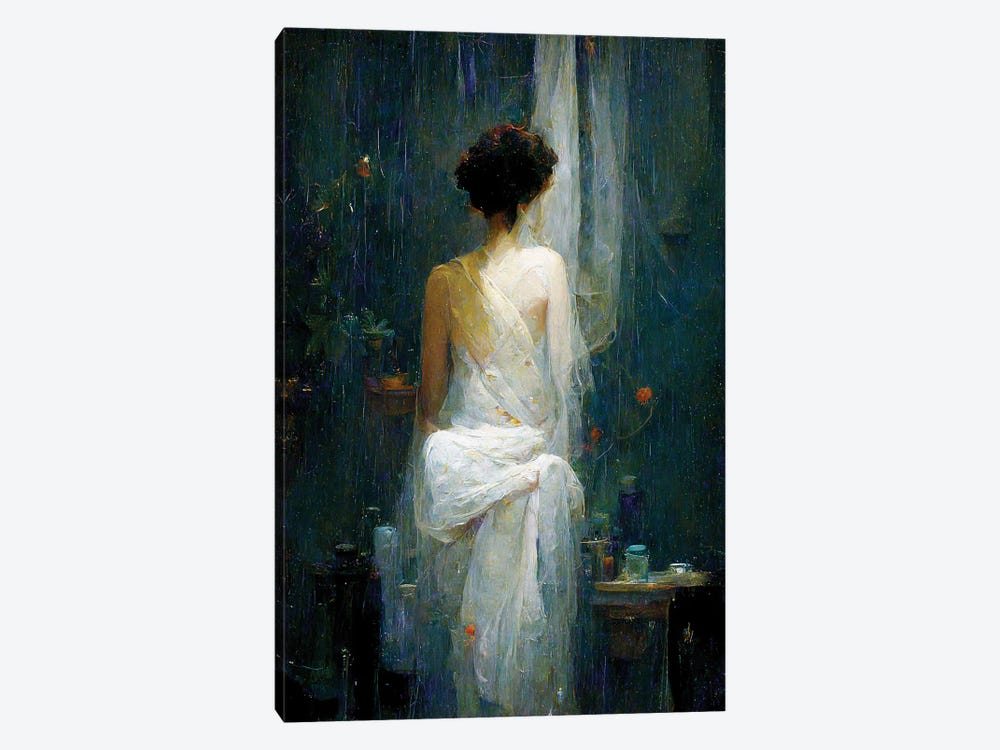 Girl In White Clothes In The Bathroom II 1-piece Canvas Art Print