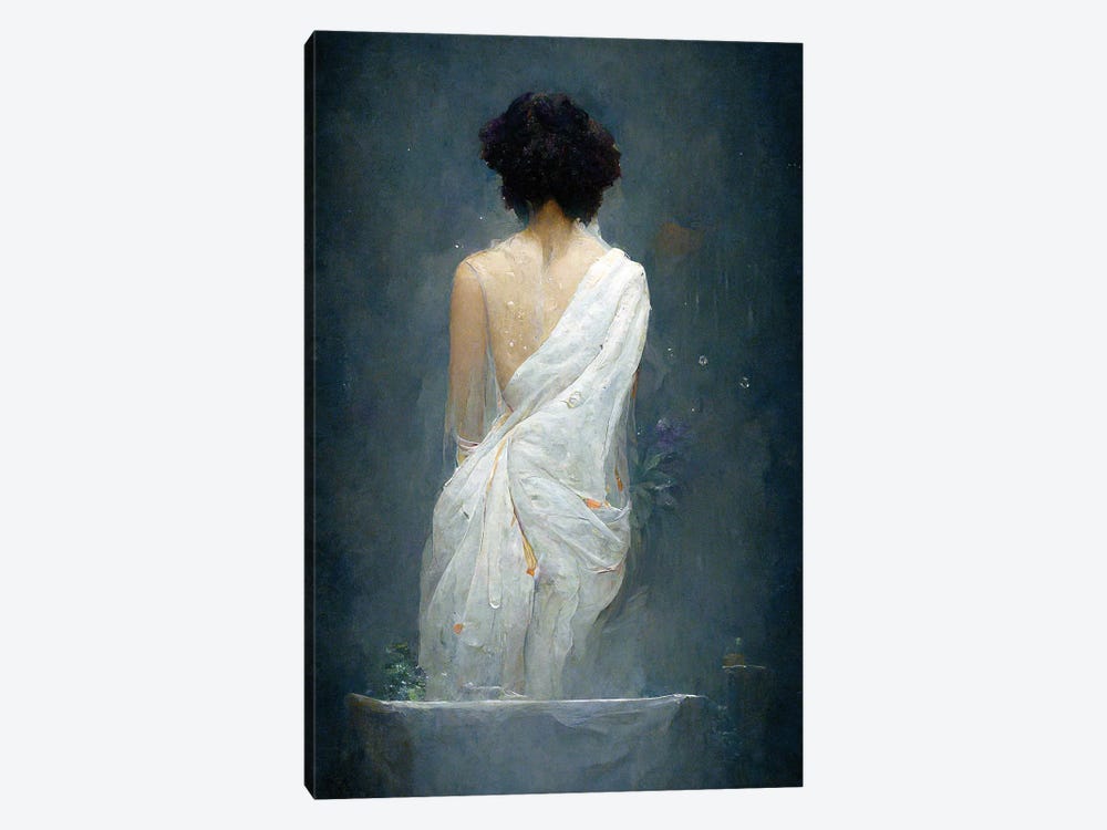 Girl In White Clothes In The Bathroom III by Mike Kiev 1-piece Canvas Art