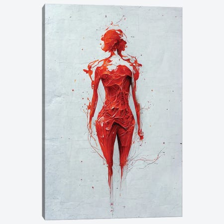 Woman Painted With Rough Red Paint Canvas Print #MII367} by Mike Kiev Canvas Artwork
