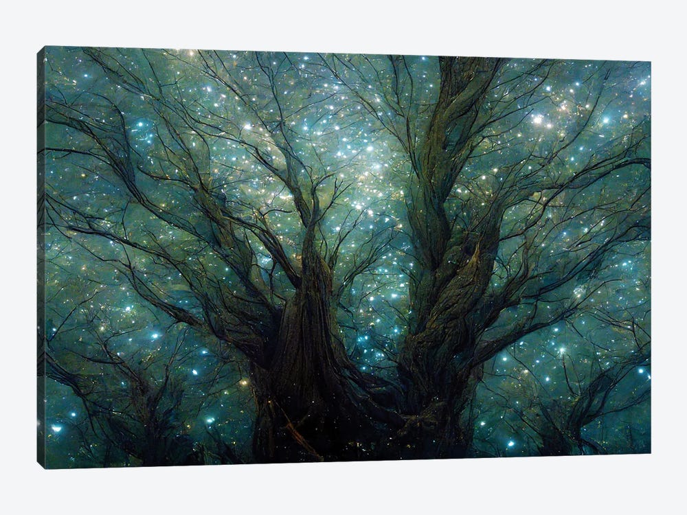 Bare Tree And Fireflies by Mike Kiev 1-piece Canvas Artwork
