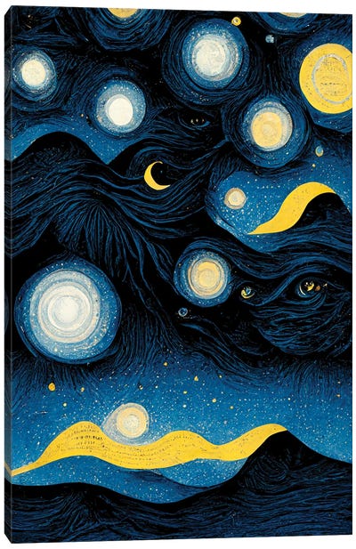 Starry Night Canvas Art Print - Mike Kiev