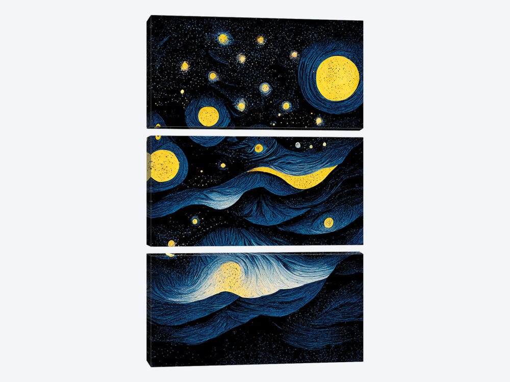 Starry Night IV by Mike Kiev 3-piece Canvas Wall Art