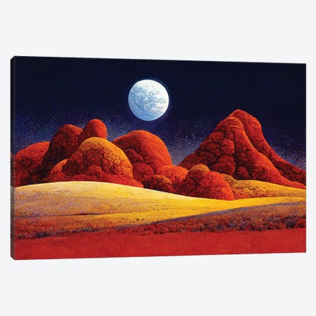 Mountain Landscape On A Moonlit Night Canvas Print #MII379} by Mike Kiev Canvas Artwork