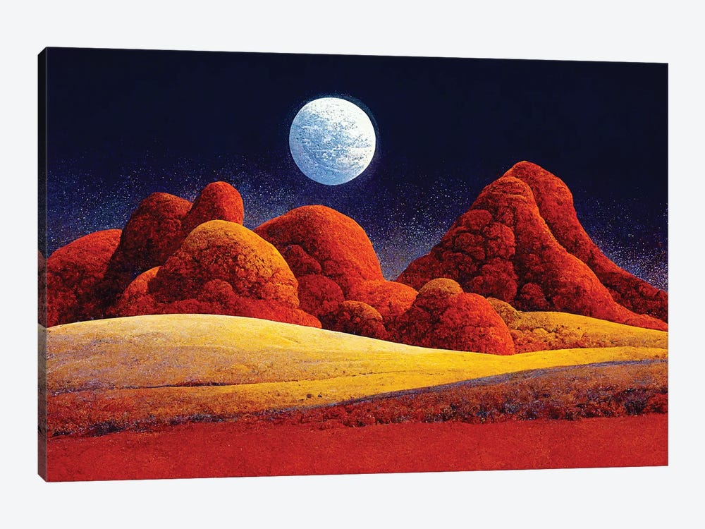 Mountain Landscape On A Moonlit Night by Mike Kiev 1-piece Canvas Artwork