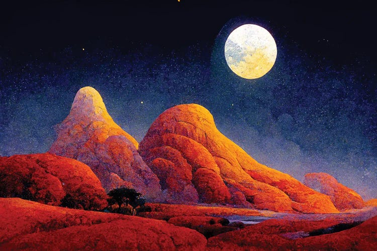 Mountain Landscape On A Moonlit Night II by Mike Kiev wall art