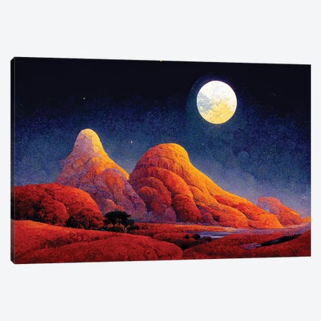 Mountain Landscape On A Moonlit Night II Canvas Print #MII380} by Mike Kiev Art Print