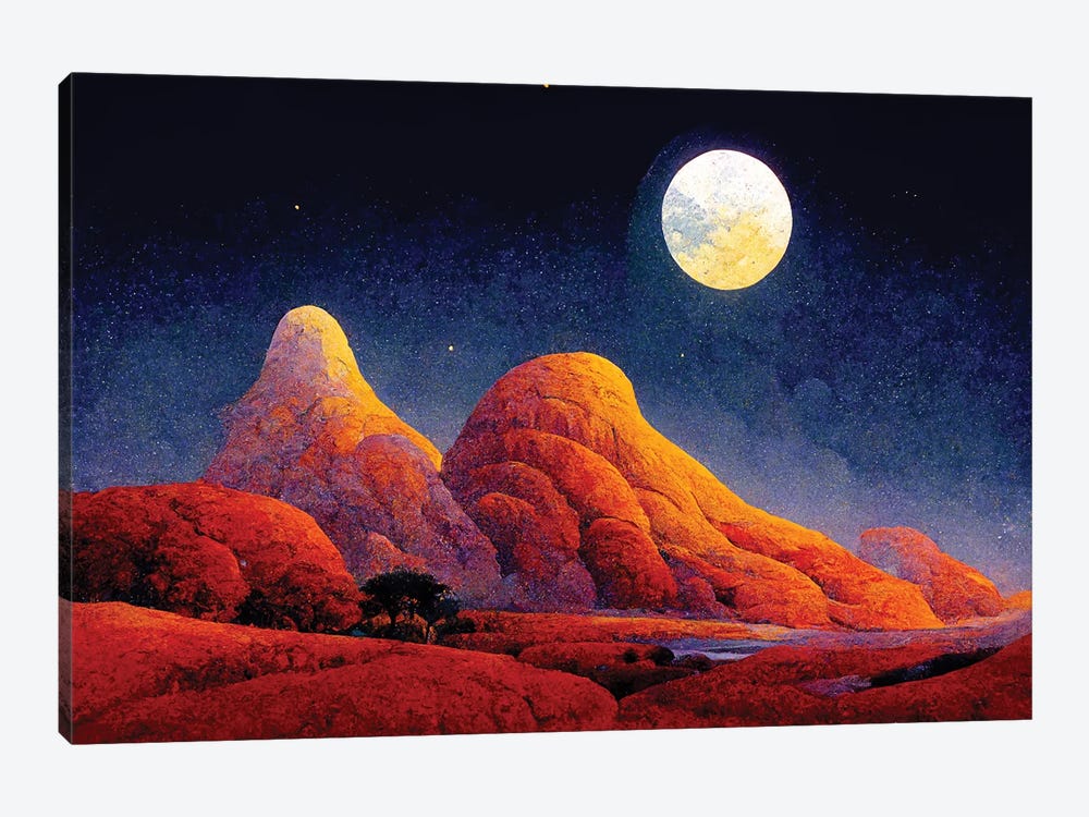 Mountain Landscape On A Moonlit Night II by Mike Kiev 1-piece Canvas Artwork