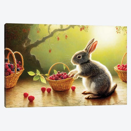 Rabbit And Berry II Canvas Print #MII392} by Mike Kiev Canvas Art