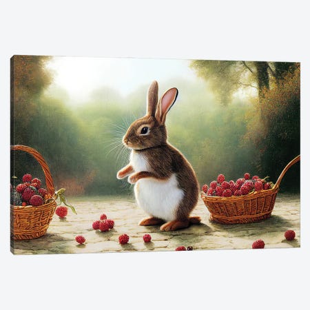 Rabbit And Berry III Canvas Print #MII393} by Mike Kiev Canvas Wall Art