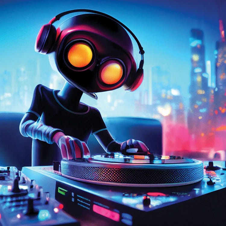 Robot DJ by Mike Kiev wall art