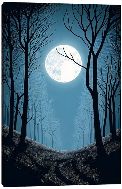 Moonlit Forest Canvas Art Print - Mike Kiev