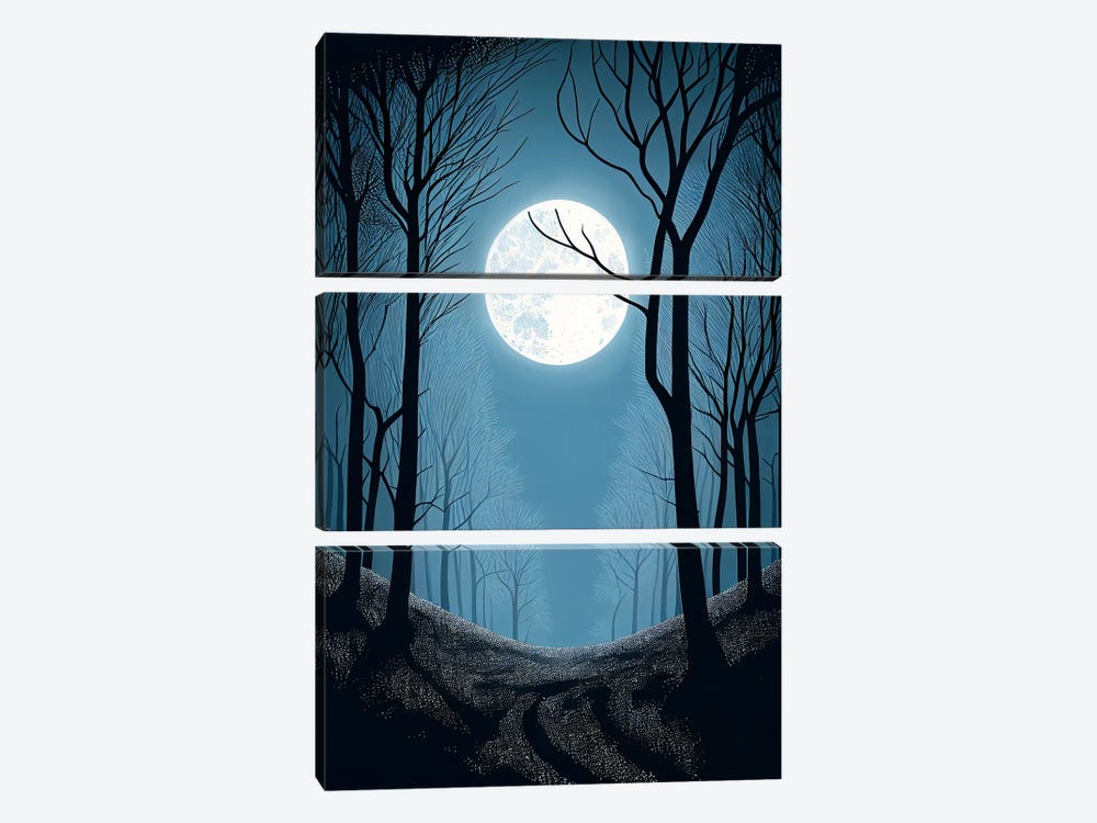 Moonlit Forest by Mike Kiev 3-piece Canvas Print