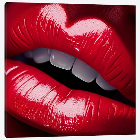Red Lips Canvas Print #MII415} by Mike Kiev Canvas Art