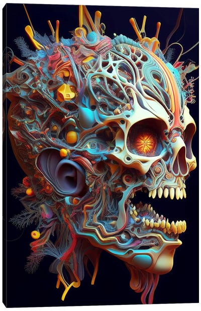 Skull Surreal Portrait Canvas Art Print - Mike Kiev