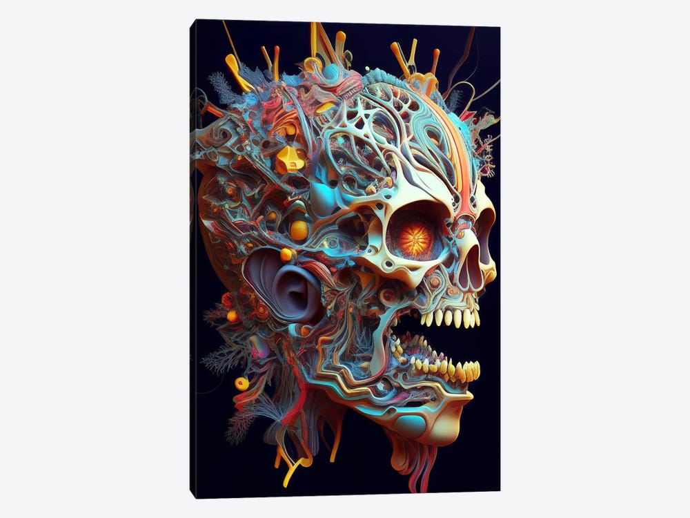 Skull Surreal Portrait by Mike Kiev 1-piece Canvas Artwork