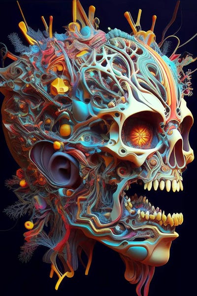Skulls: Skull Surreal Portrait by Mike Kiev