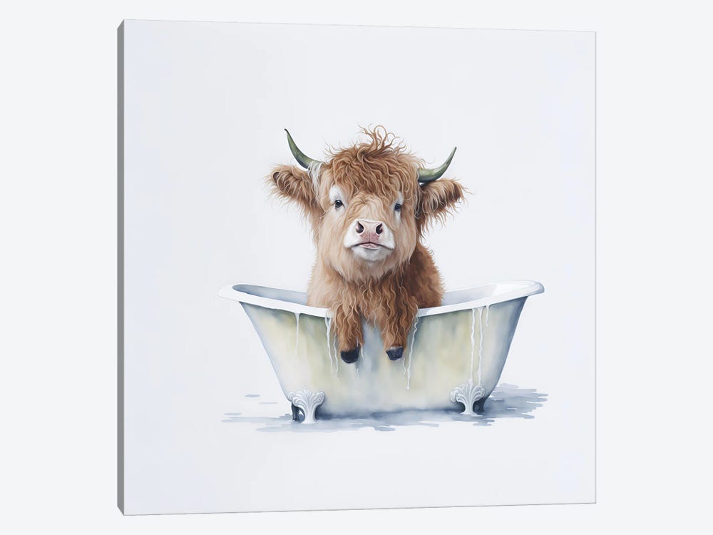 Bathing A Highland Cow III by Mike Kiev 1-piece Art Print
