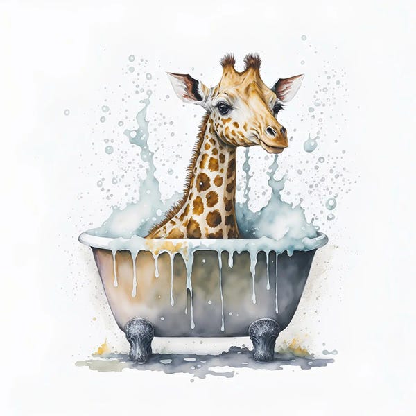Giraffes: Bathing A Giraffe by Mike Kiev