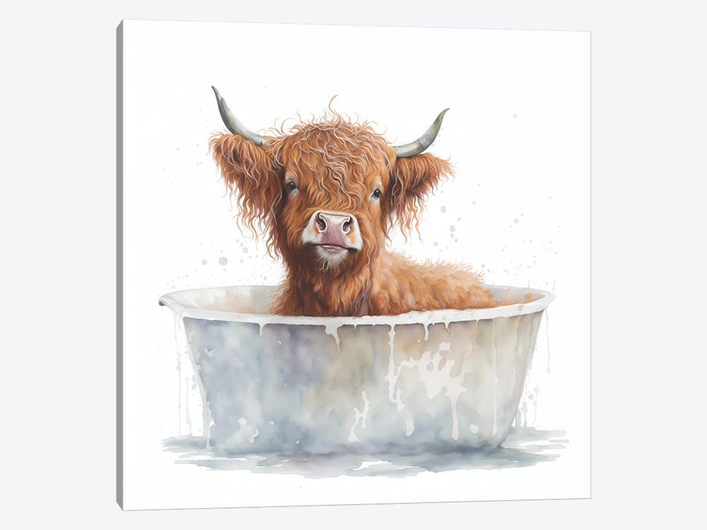 Bathing A Highland Cow I by Mike Kiev 1-piece Art Print