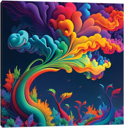 Magic Rainbow Tree I Canvas Art Print - Mike Kiev