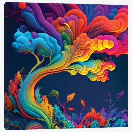 Magic Rainbow Tree II Canvas Print #MII427} by Mike Kiev Art Print