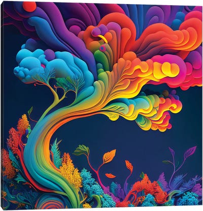 Magic Rainbow Tree II Canvas Art Print - Mike Kiev