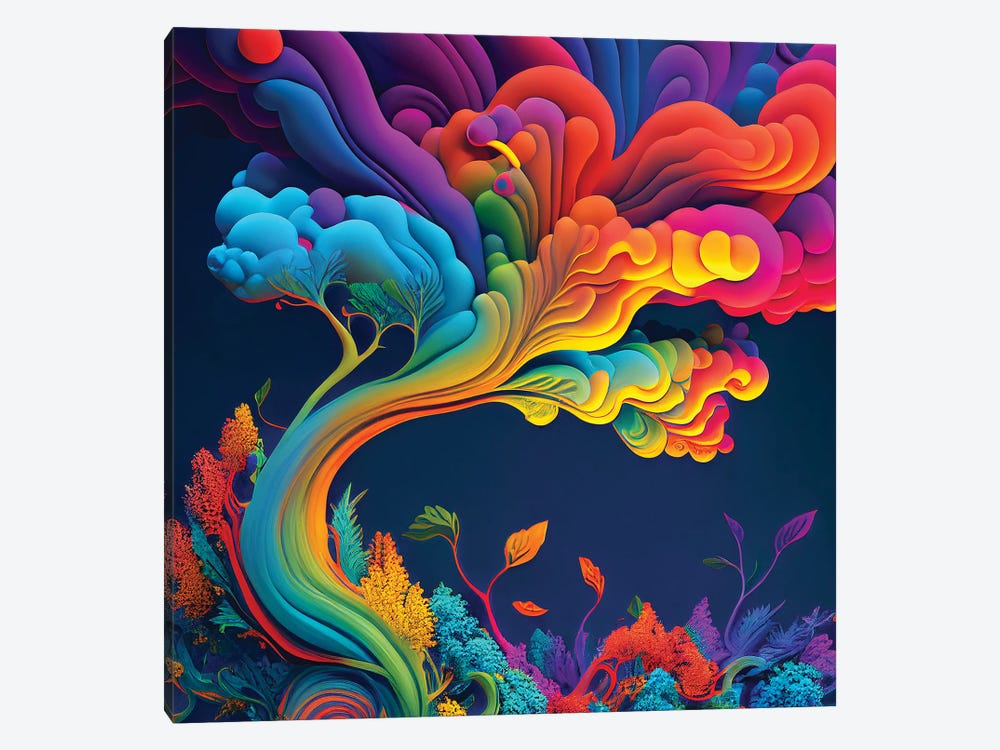 Magic Rainbow Tree II by Mike Kiev 1-piece Canvas Art