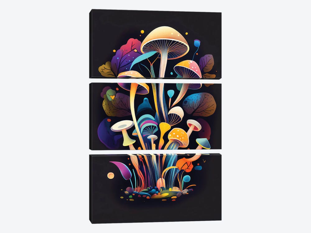 Fantastic Mushrooms II by Mike Kiev 3-piece Canvas Art