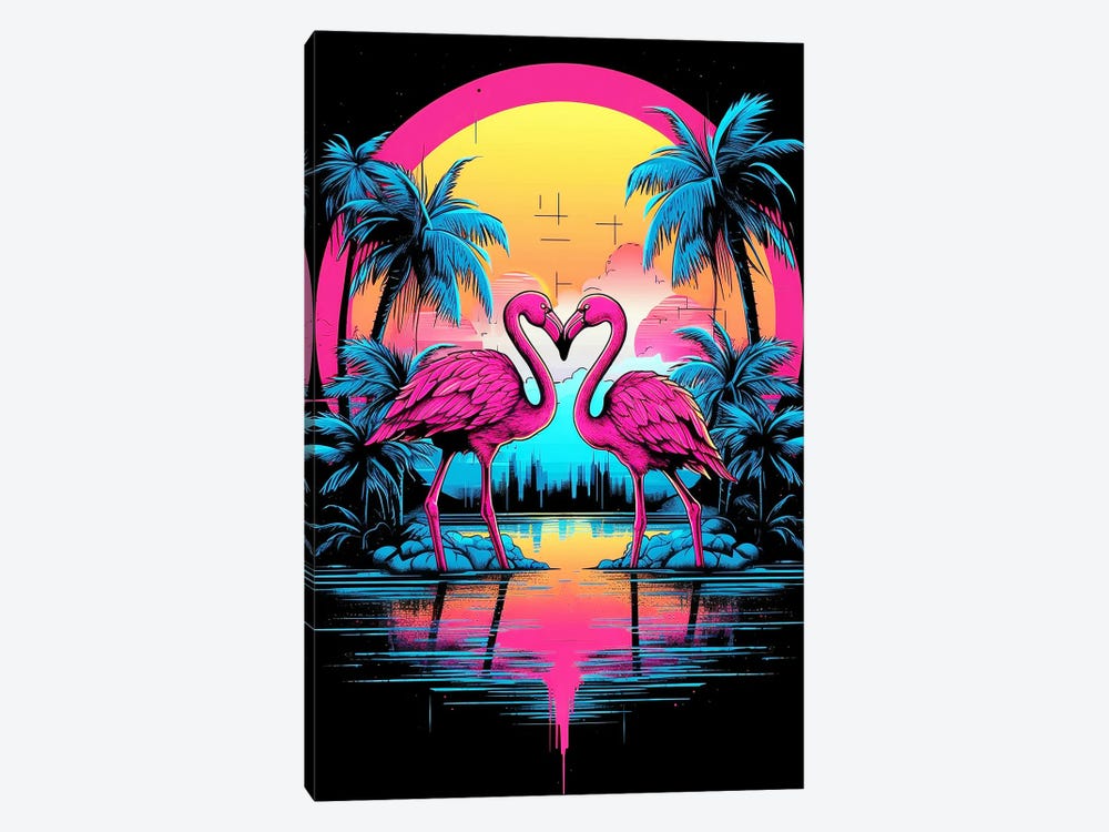 Two Flamingos At Sunset by Mike Kiev 1-piece Art Print