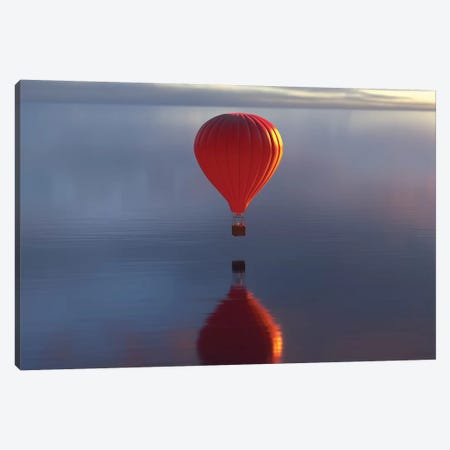 Hot Air Balloon Flies Over Water II Canvas Print #MII45} by Mike Kiev Canvas Wall Art