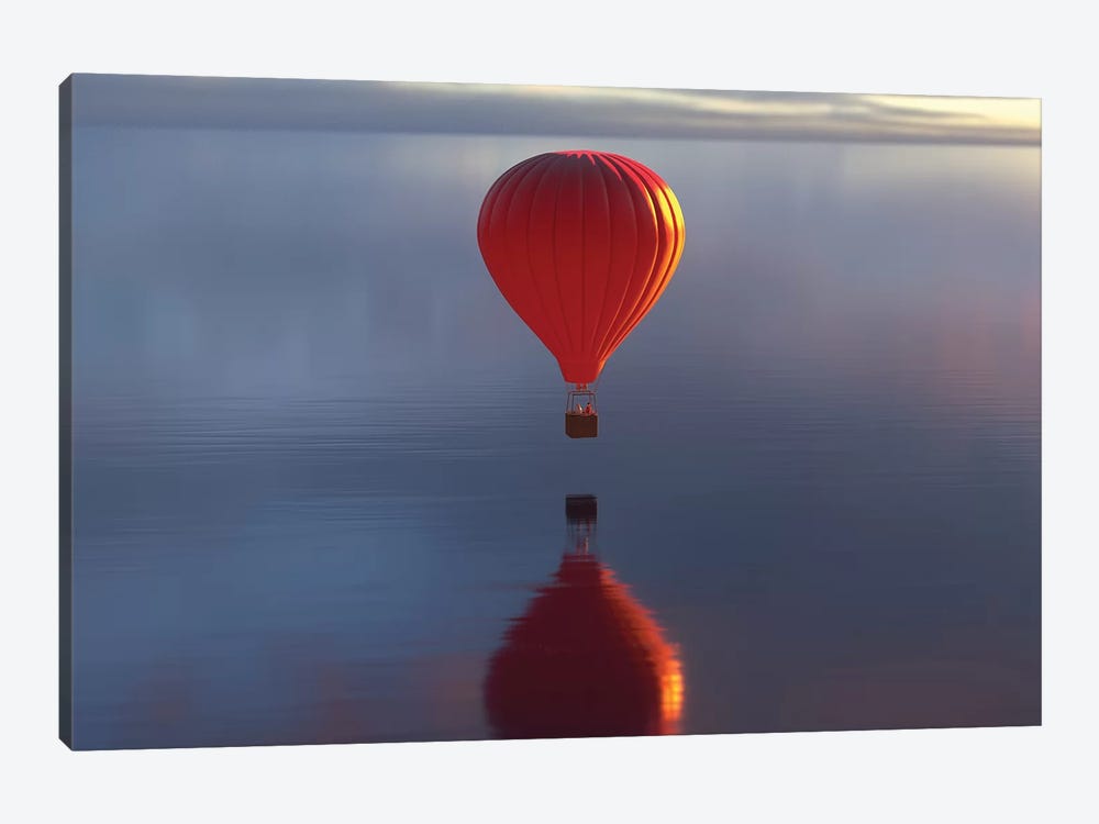 Hot Air Balloon Flies Over Water II by Mike Kiev 1-piece Canvas Art Print