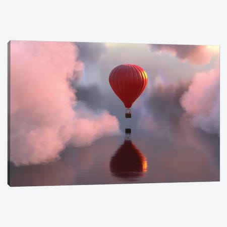 Hot Air Balloon Flies Over Water III Canvas Print #MII46} by Mike Kiev Canvas Art