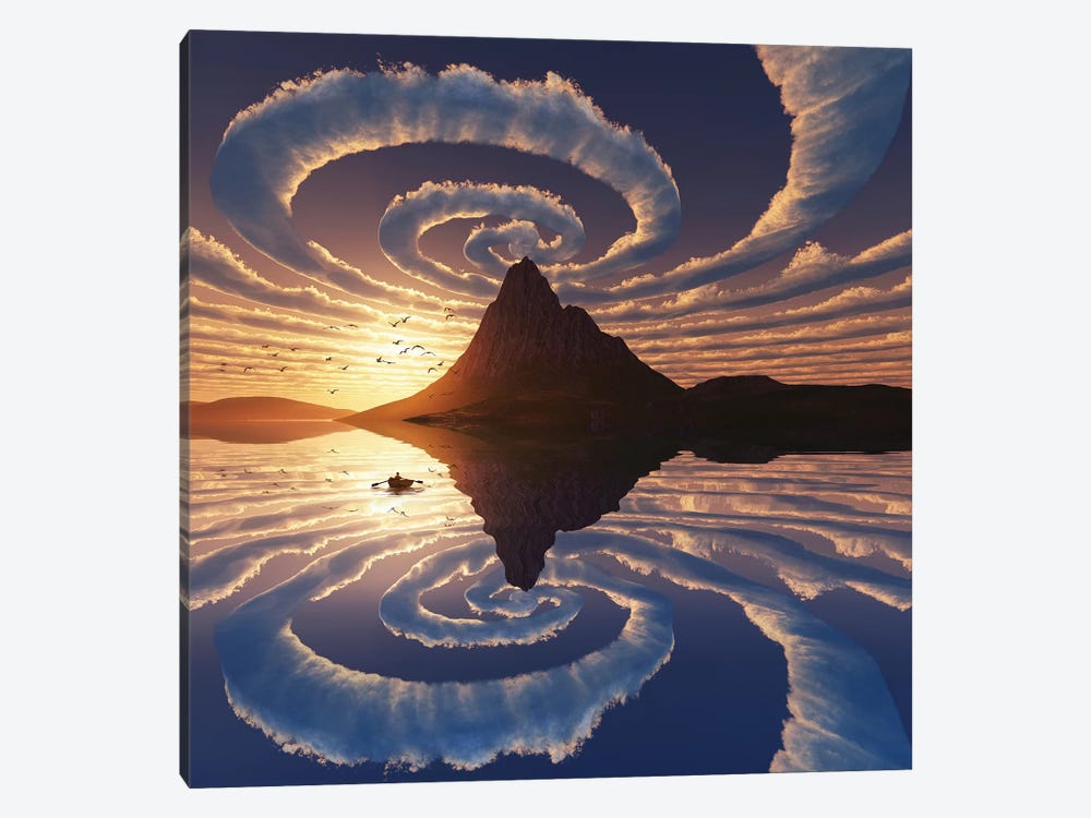 Spiral Clouds Over Mountain Peak by Mike Kiev 1-piece Canvas Artwork