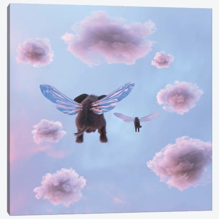 Elephant And Dog Are Flying In The Sky Canvas Print #MII53} by Mike Kiev Canvas Art