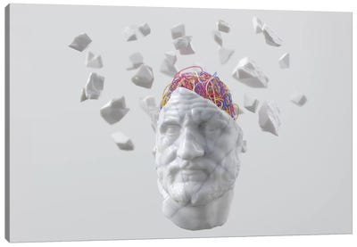 Ancient Man With Wires In His Head Canvas Art Print - Funky Art Finds