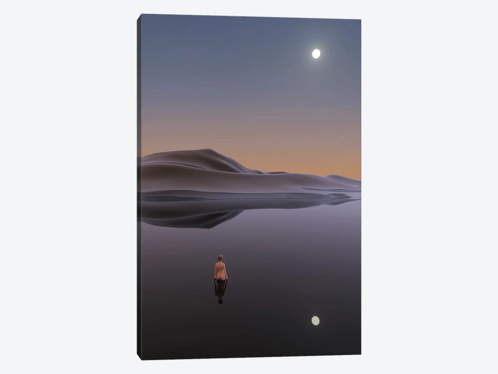 Woman Bathes In Calm Water by Mike Kiev 1-piece Canvas Print