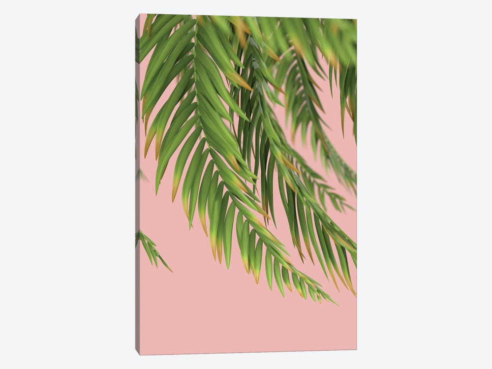 Palm Branch On A Peach Background I Vertical by Mike Kiev 1-piece Canvas Art