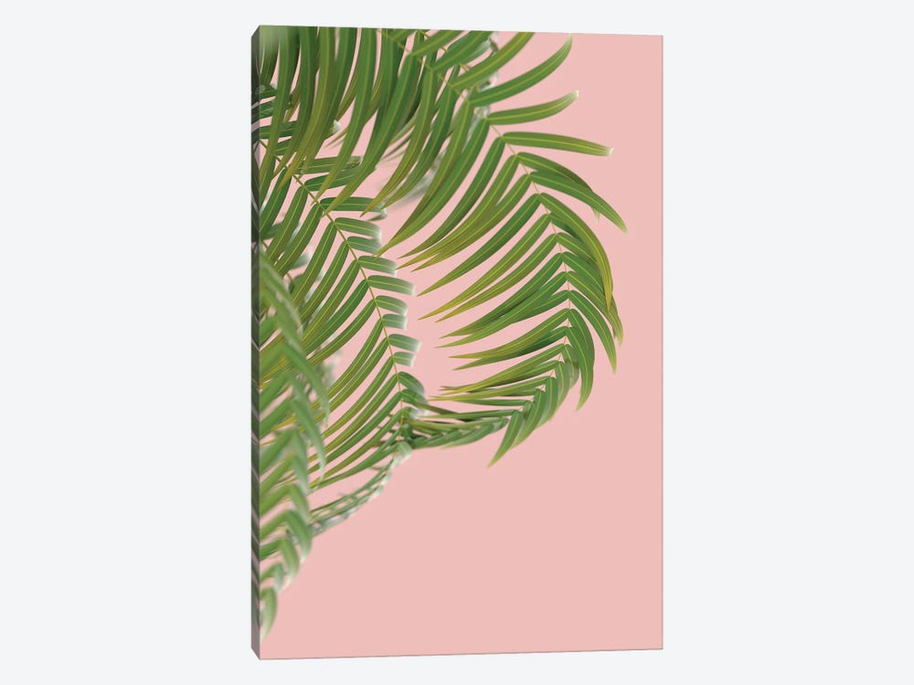 Palm Branch On A Peach Background II Vertical by Mike Kiev 1-piece Art Print
