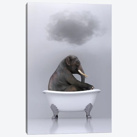 elephant relaxing in the bath Canvas Print #MII90} by Mike Kiev Canvas Wall Art