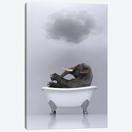elephant relaxing in the bath 2 Canvas Print #MII91} by Mike Kiev Canvas Art